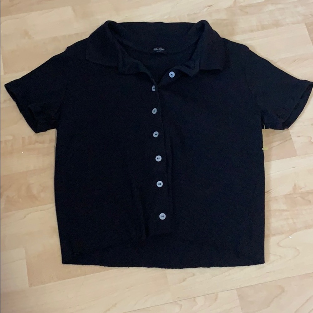 Brandy Melville black button up top